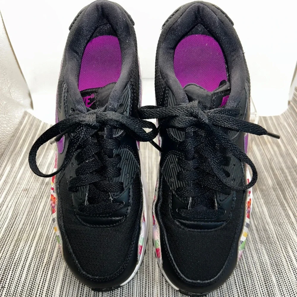 Nike Air Max 90 Print Mesh GS 833497-001 Hyper Violet 4.5Y Womens 6